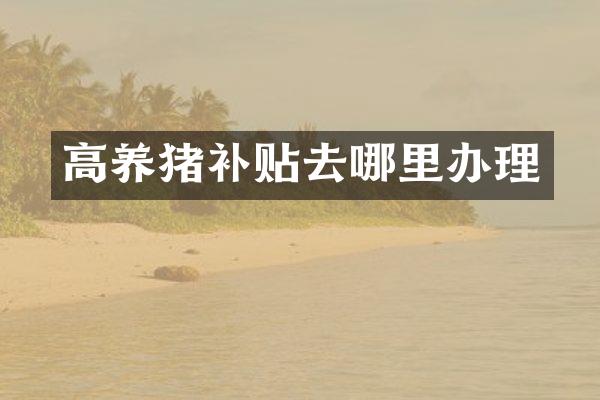高养猪补贴去哪里办理