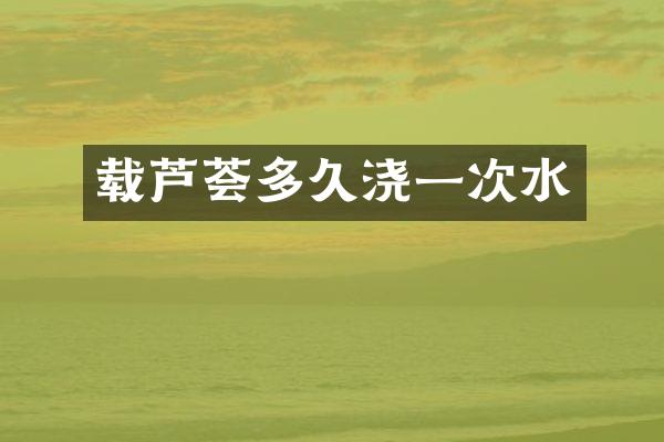 载芦荟多久浇一次水