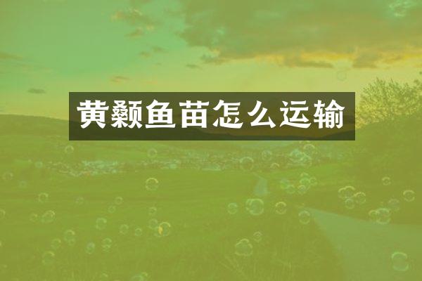 黄颡鱼苗怎么运输