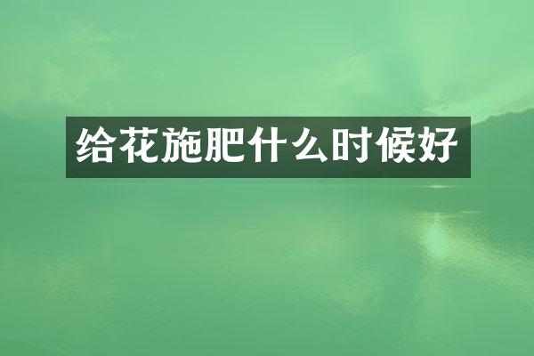 给花施肥什么时候好