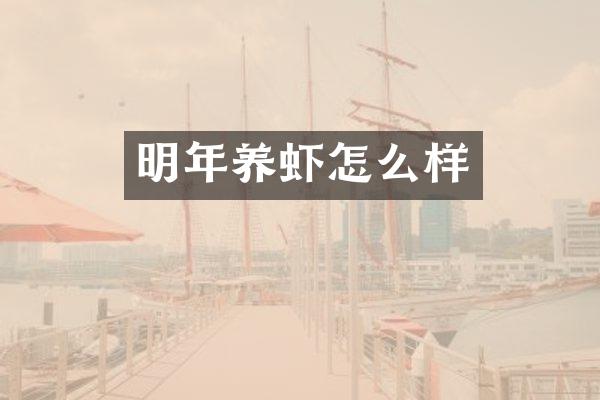明年养虾怎么样