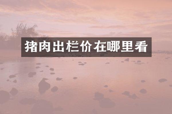 猪肉出栏价在哪里看