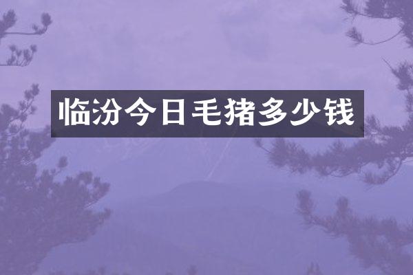 临汾今日毛猪多少钱