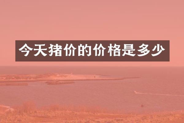 今天猪价的价格是多少