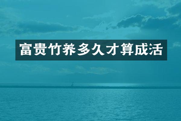 富贵竹养多久才算成活