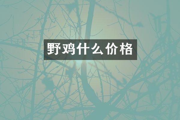 野鸡什么价格