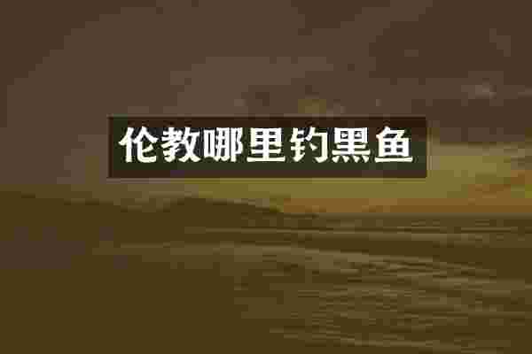 伦教哪里钓黑鱼