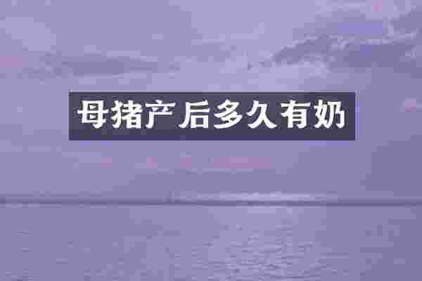 母猪产后多久有奶