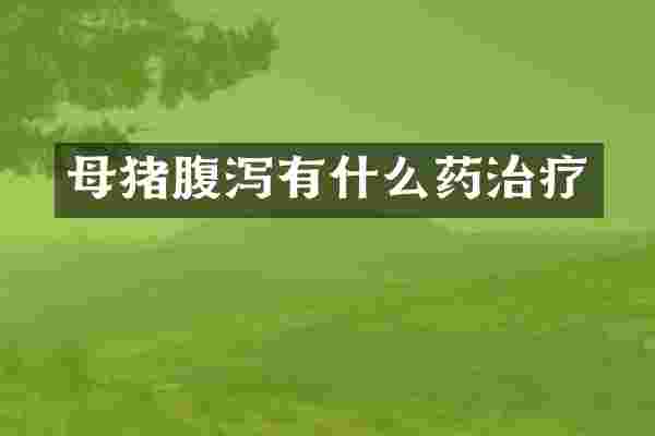 母猪腹泻有什么药治疗