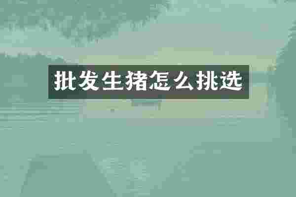 批发生猪怎么挑选