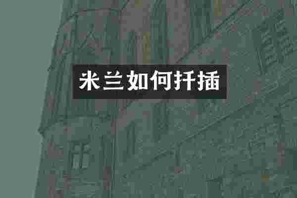 米兰如何扦插