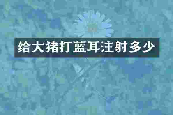 给大猪打蓝耳注射多少