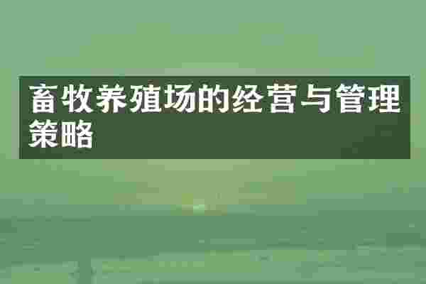 畜牧养殖场的经营与管理策略
