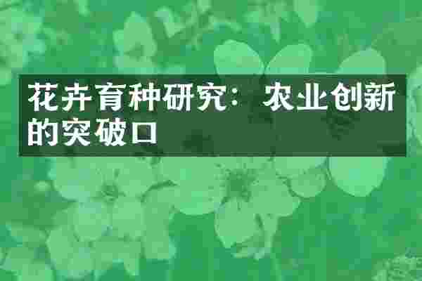 花卉育种研究：农业创新的突破口