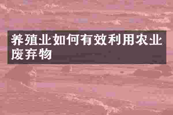 养殖业如何有效利用农业废弃物