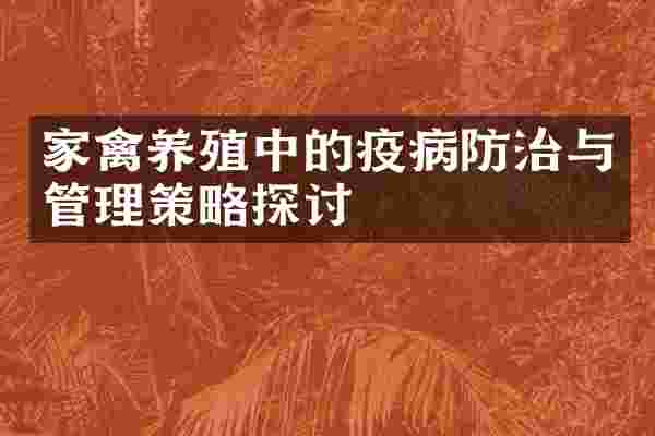 家禽养殖中的疫病防治与管理策略探讨