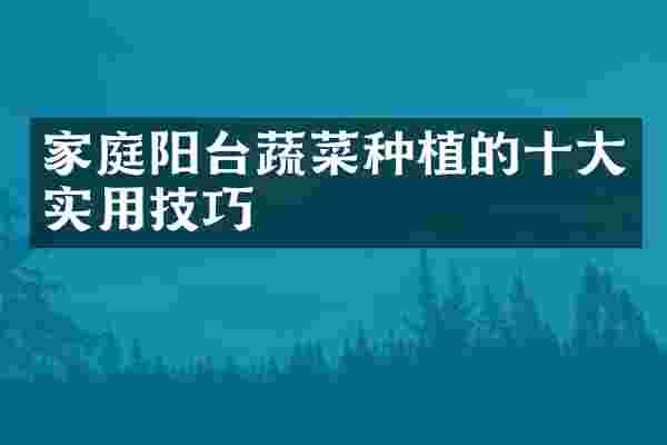 家庭阳台蔬菜种植的十大实用技巧
