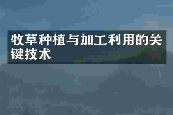 牧草种植与加工利用的关键技术