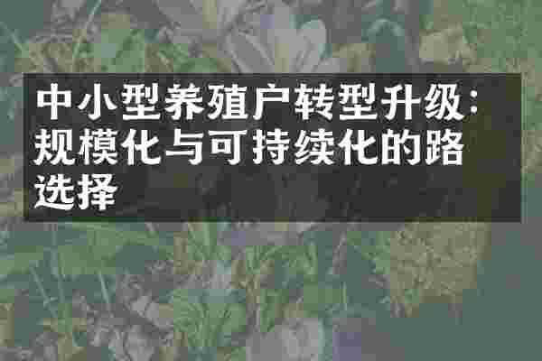 中小型养殖户转型升级：规模化与可持续化的路径选择