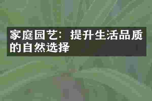 家庭园艺：提升生活品质的自然选择