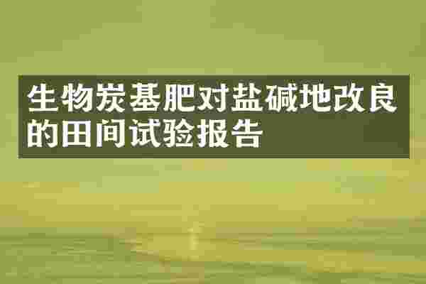 生物炭基肥对盐碱地改良的田间试验报告