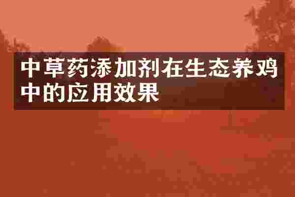 中草药添加剂在生态养鸡中的应用效果