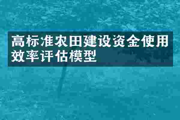 高标准农田建设资金使用效率评估模型
