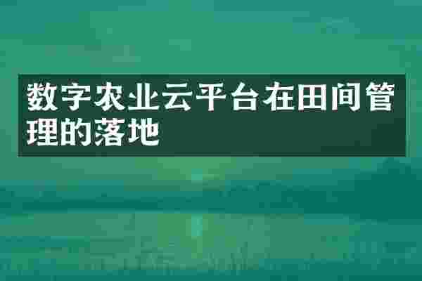 数字农业云平台在田间管理的落地