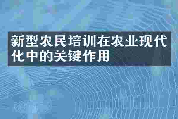 新型农民培训在农业现代化中的关键作用