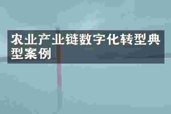 农业产业链数字化转型典型案例