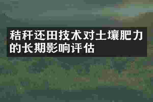 秸秆还田技术对土壤肥力的长期影响评估